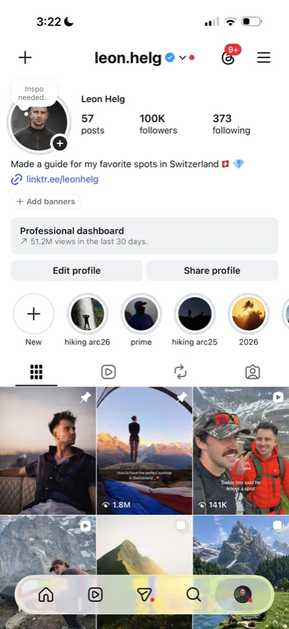 Instagram profile overview