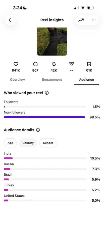 Reel audience breakdown