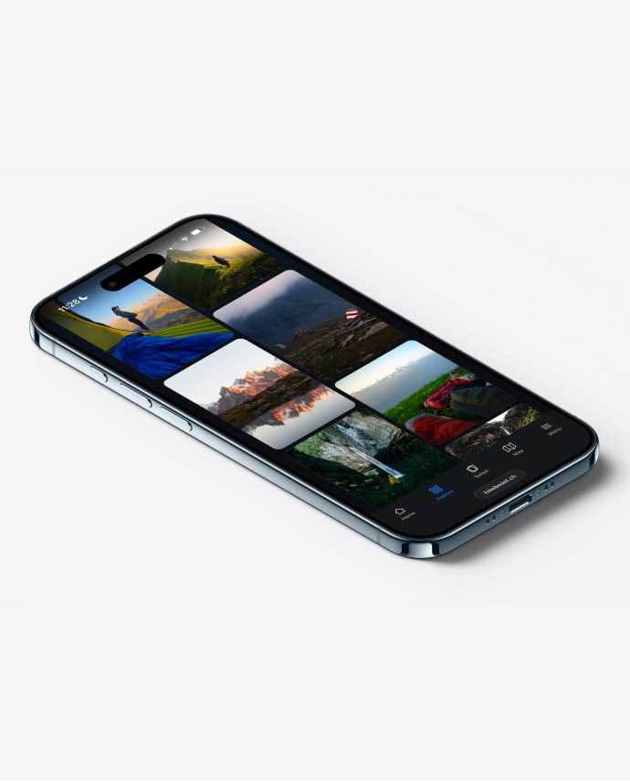 iPhone affichant la webapp Hikebeast avec les 141 spots