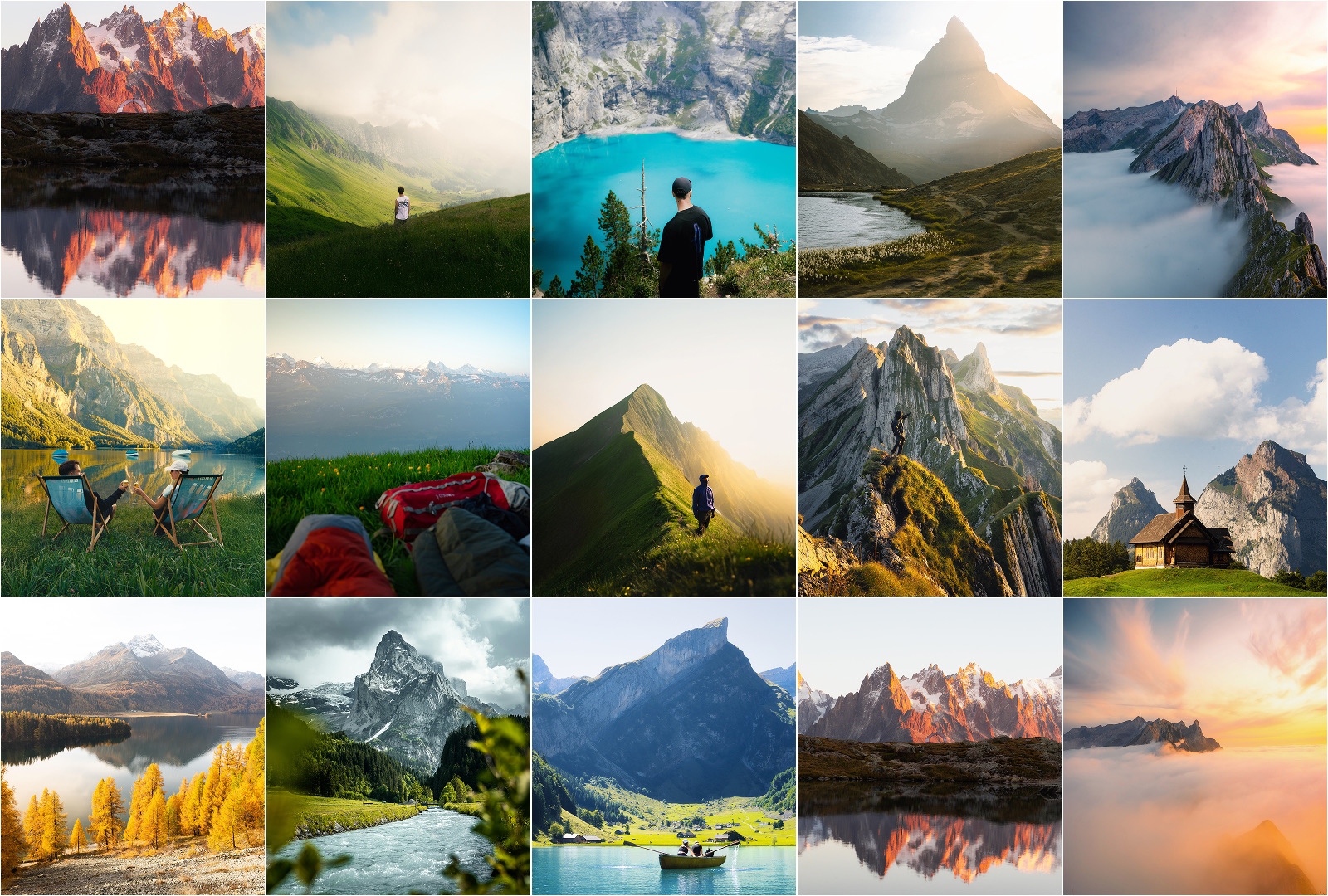 A grid of fifteen hidden Swiss spots from the guide