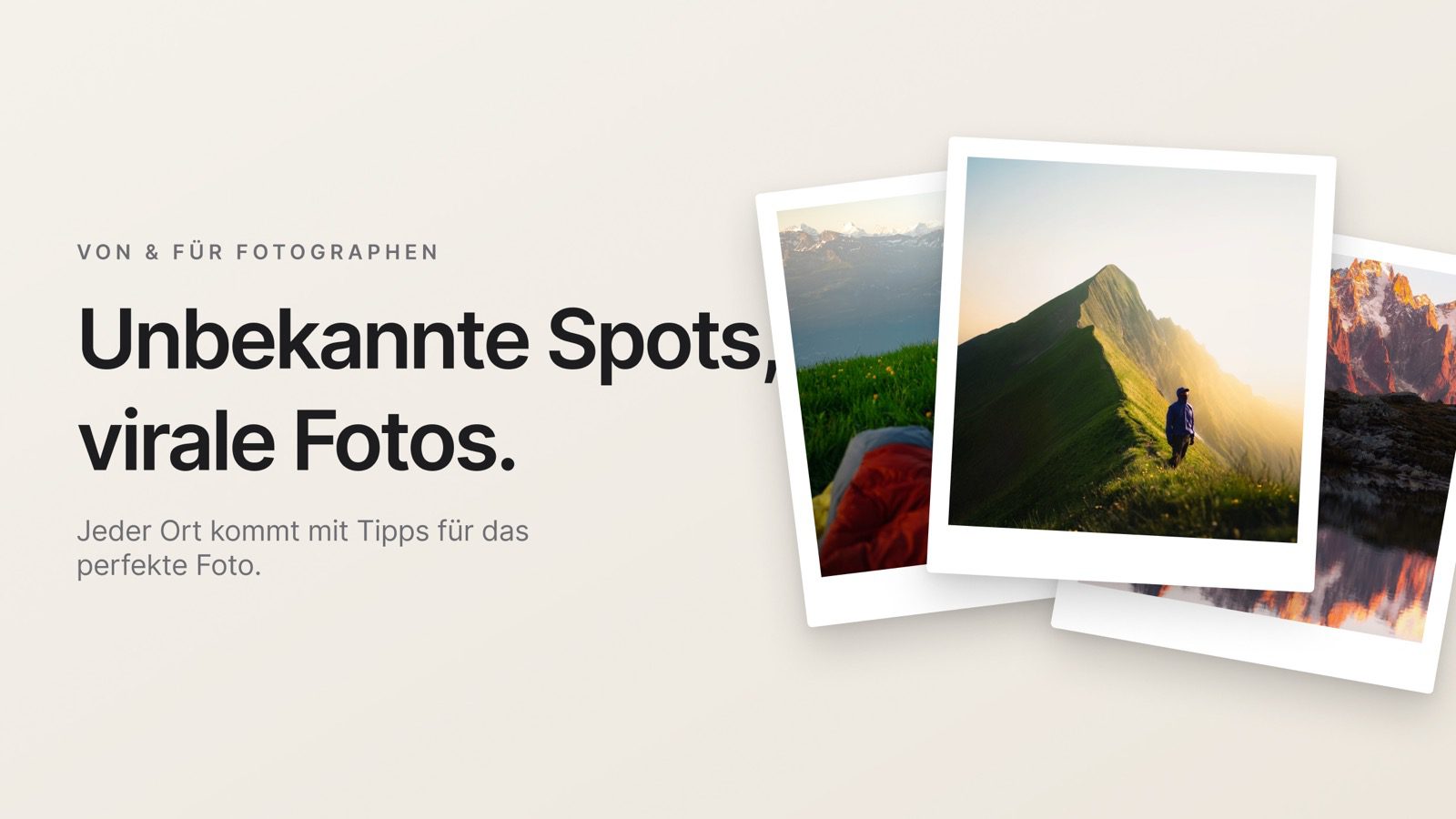 Unbekannte Spots, virale Fotos